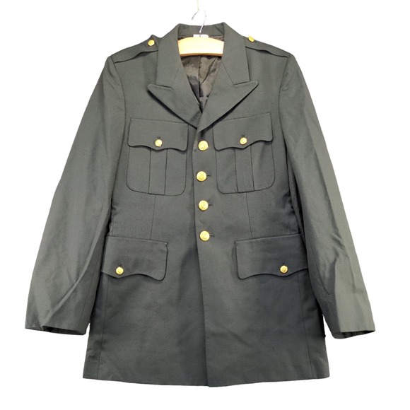 U.S. Army Men's Green Coat Size 38 Long Poly Wool Blend Dress Uniform Military - Picture 1 of 13